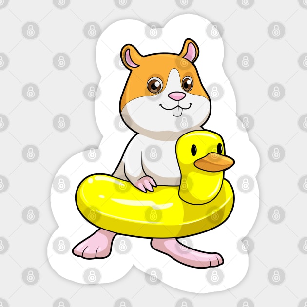 Hamster at Beach with Duck as Swim ring Sticker by Markus Schnabel